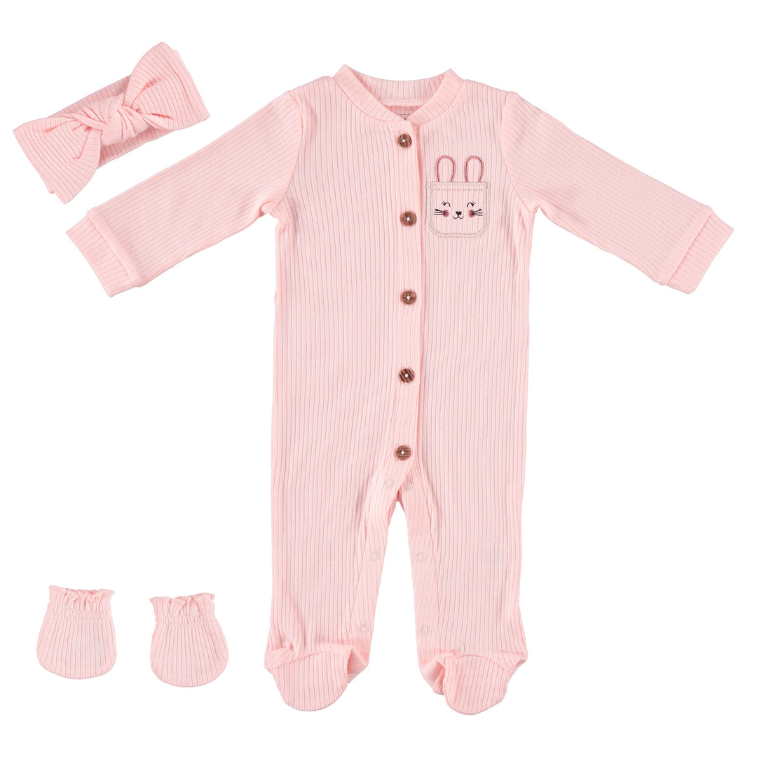 Newborn-Essentials-Pajama-Set-Baby-Girl-Sleeper-Footie-Scratch-Mittens-Registry-Shower-Gift-Image1