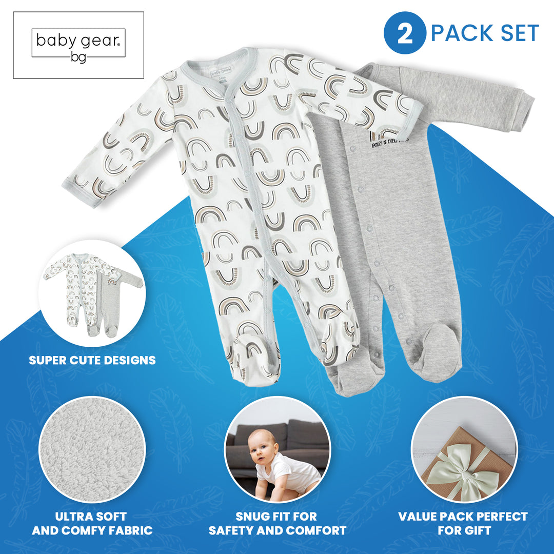Unisex Baby Pajama Set for Girl and Boys: 2 Quilted and Interlock Bodysuits - Newborn Clothes Topping Every Baby Registry Search