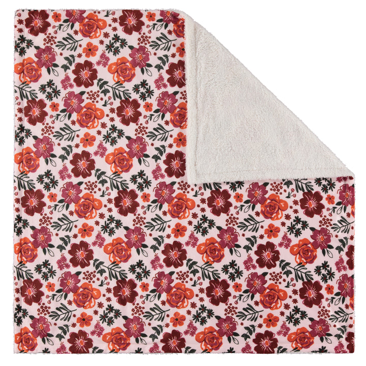 rosey floral pattern flat large baby blanket