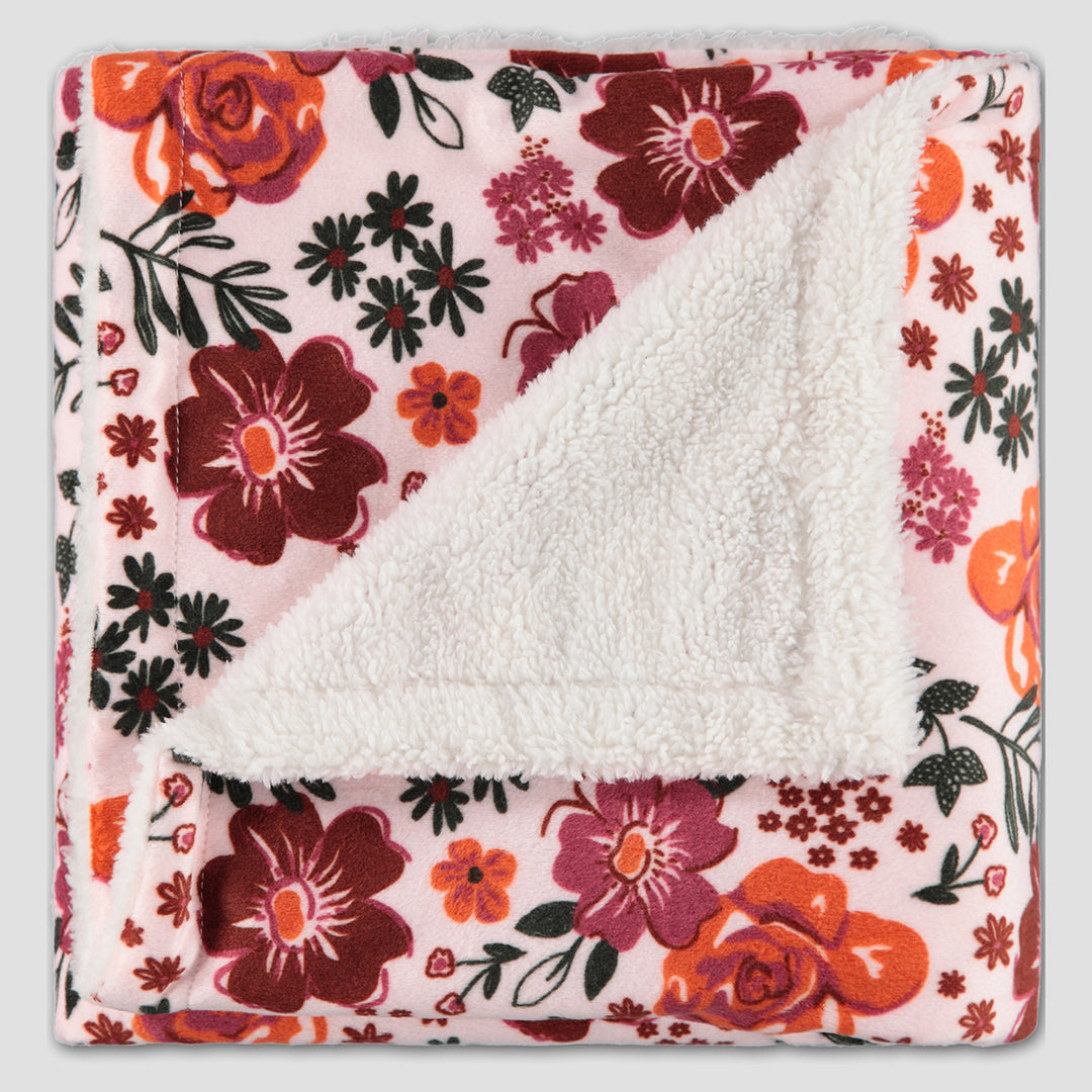 rosey floral pattern folded baby blanket