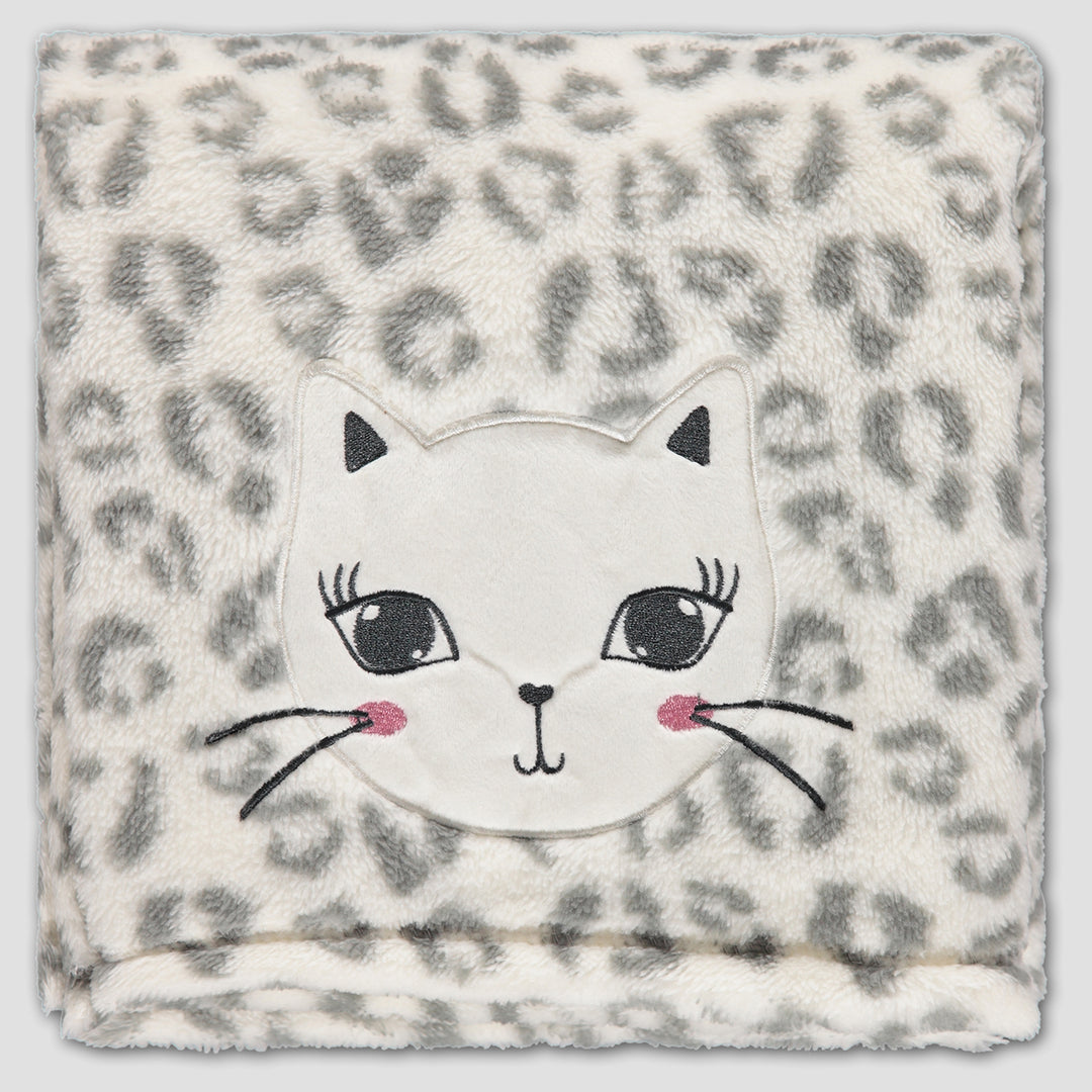 cat embroidered flat large baby blanket