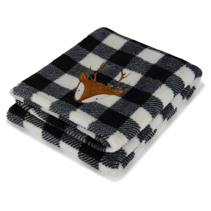 fox embroidered folded baby blanket