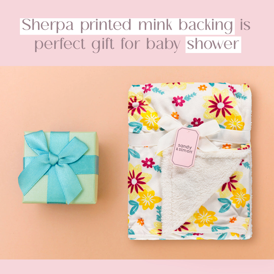 Lovable Cloud Flowers Plush Nursery Baby Blanket for Girl