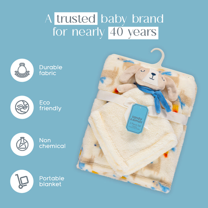 Lovable Snow Pup Plush Nursery Baby Blanket for Boy