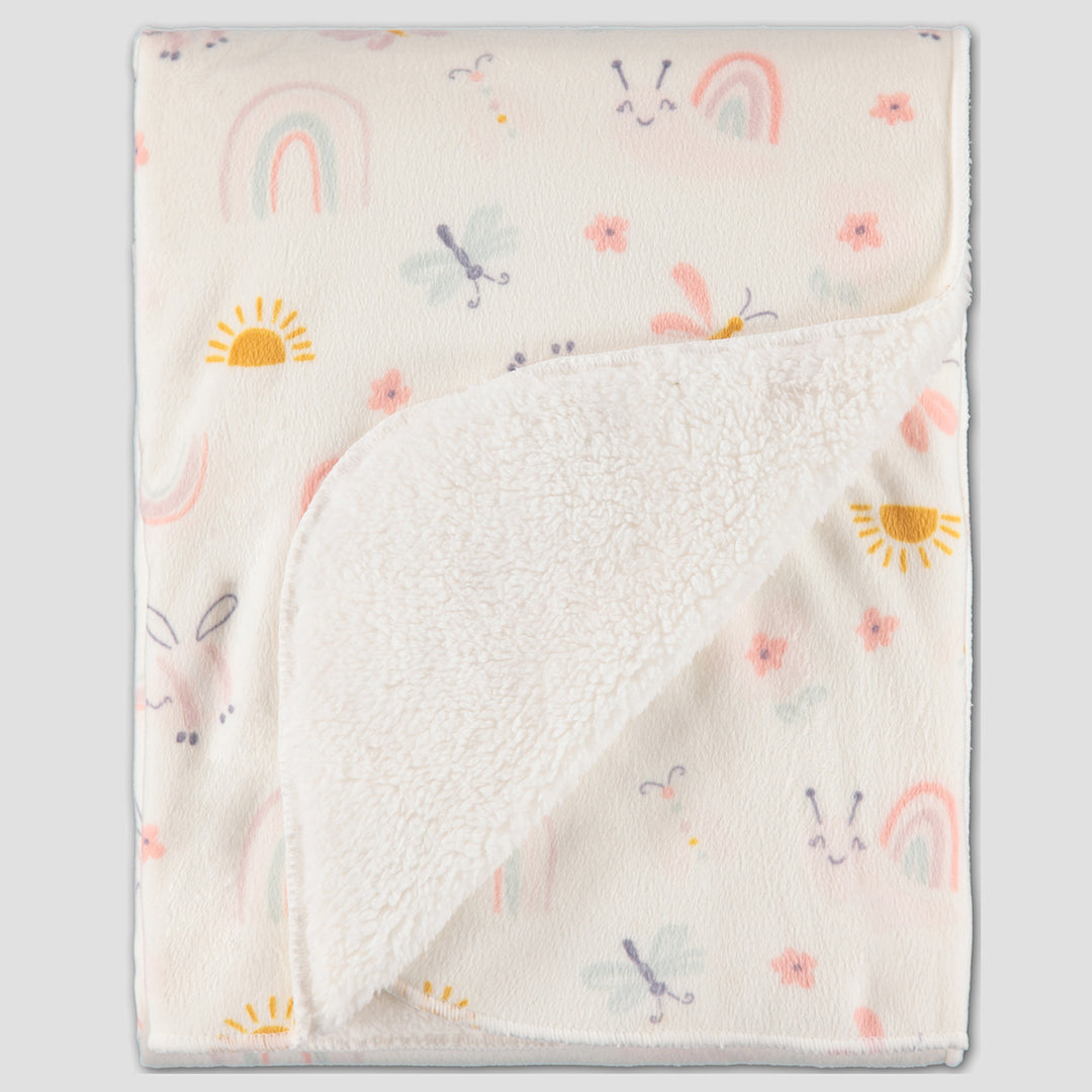 pink objects pattern folded baby blanket