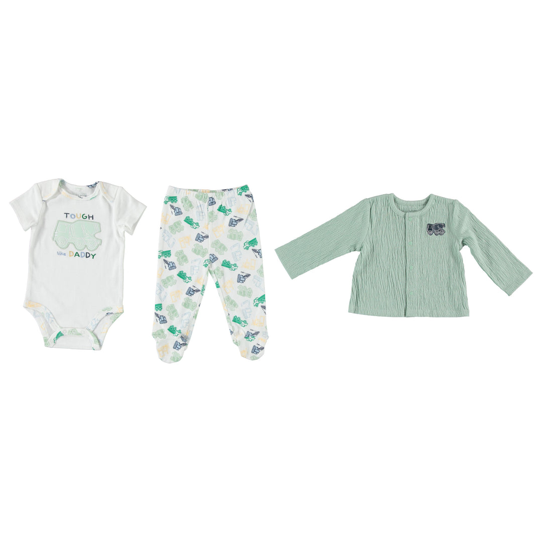Baby Boy 3 Piece Cardigan Set Layette for Boy, Pant , bodysuit, Muslin Jacket For Newborn