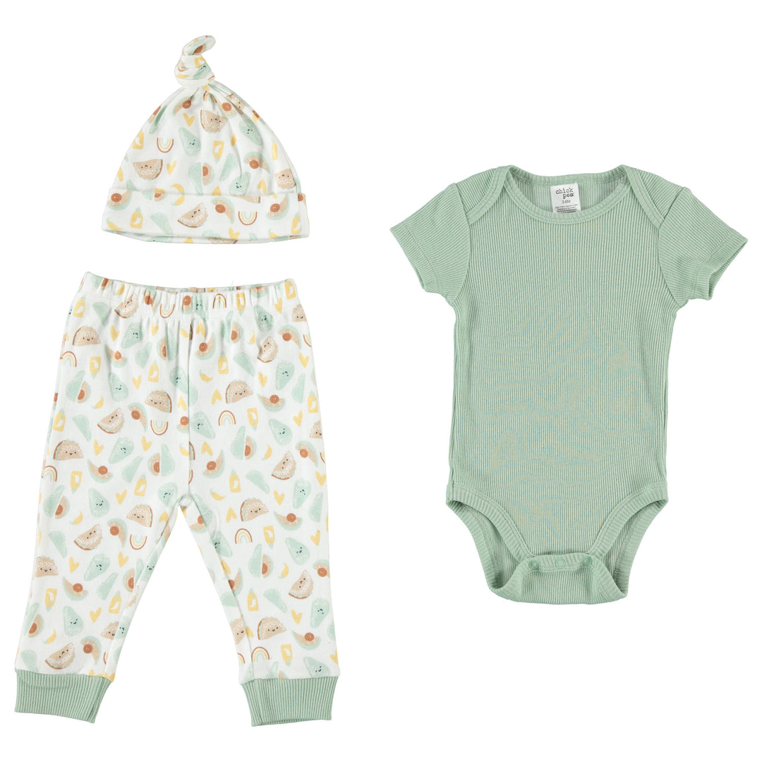 Baby-Unisex-Newborn-Essentials-Jogger-Set-Clothes-Baby-Registry-Shower-Gift-Onesie-Pants-Hat-3Pack-Image1